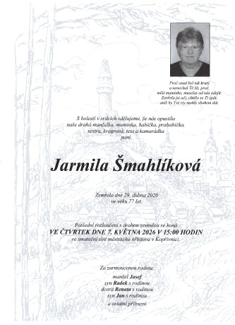 Parte Šmahlíková Jarmila