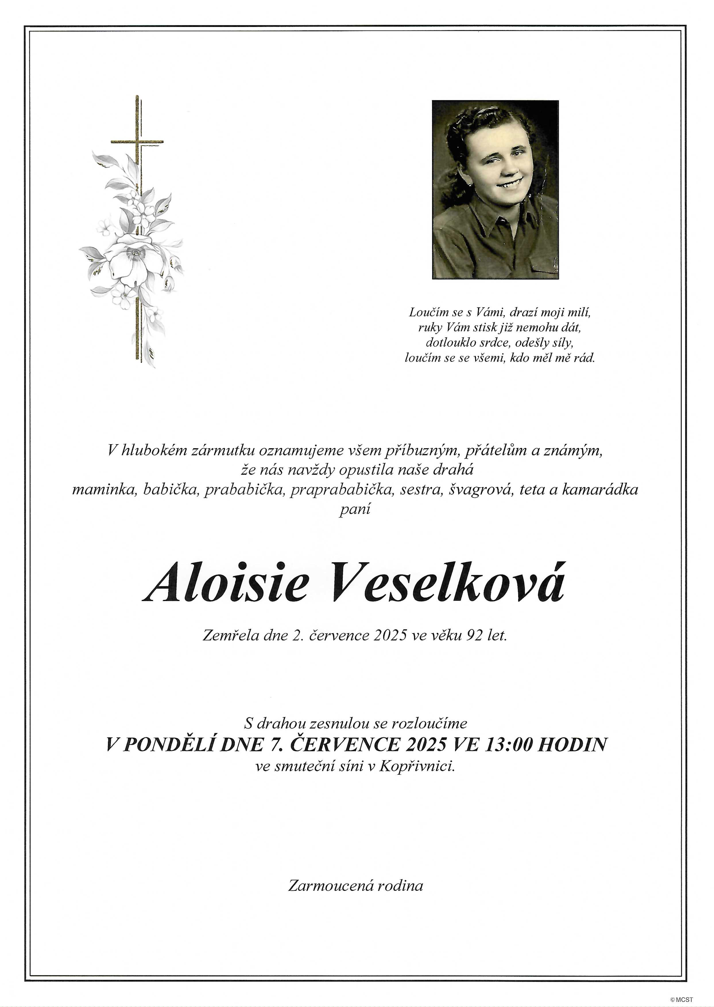 Veselková Aloisie sken