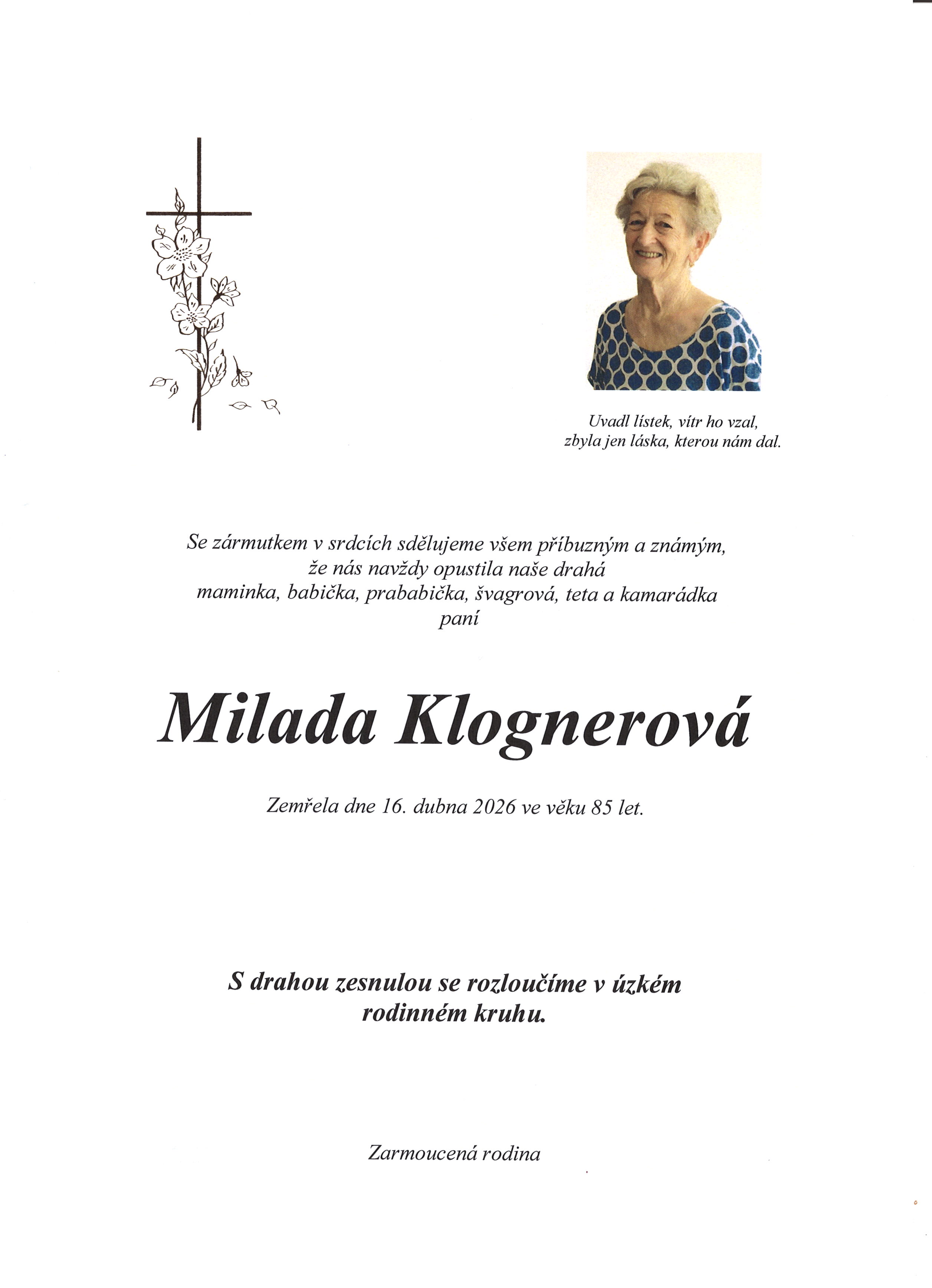 Parte Klognerová Milada