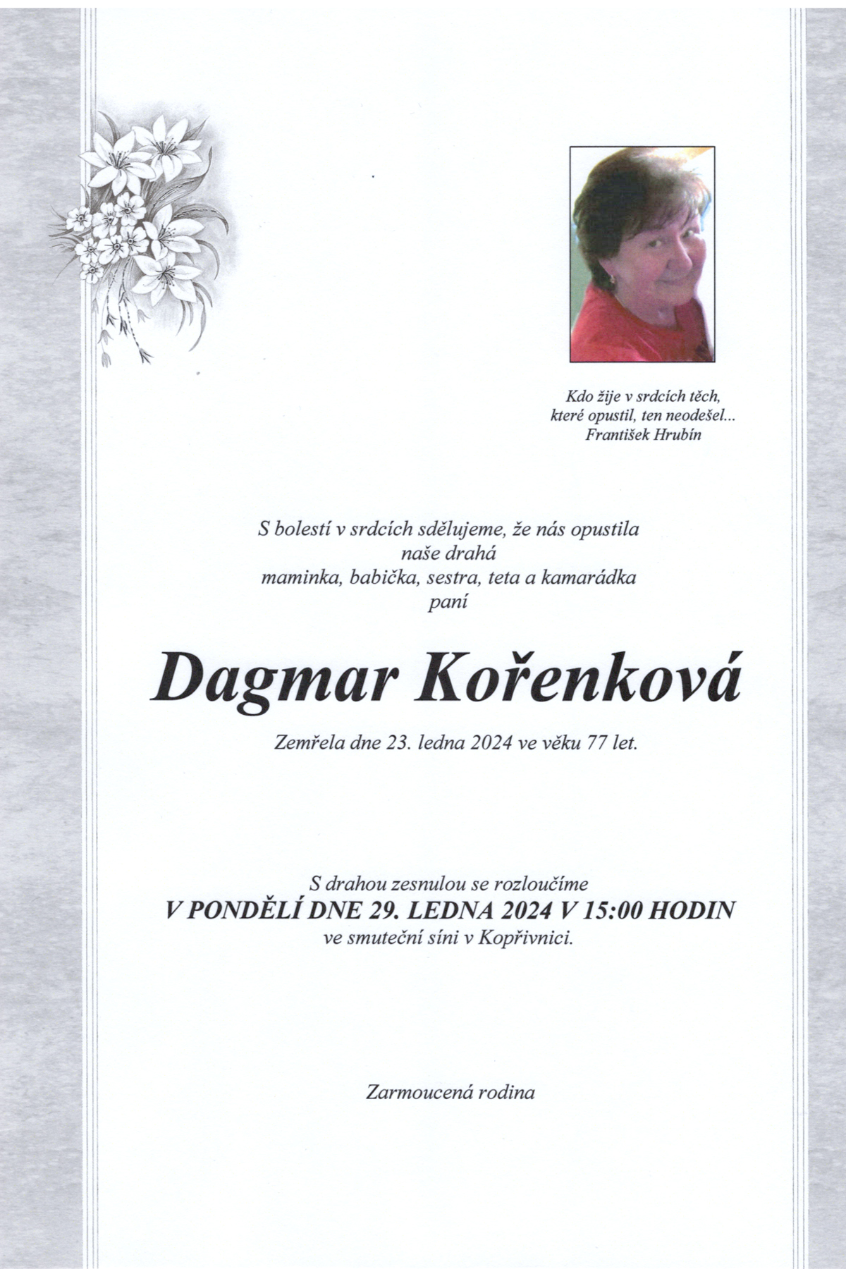 Parte Kořenková Dagmar